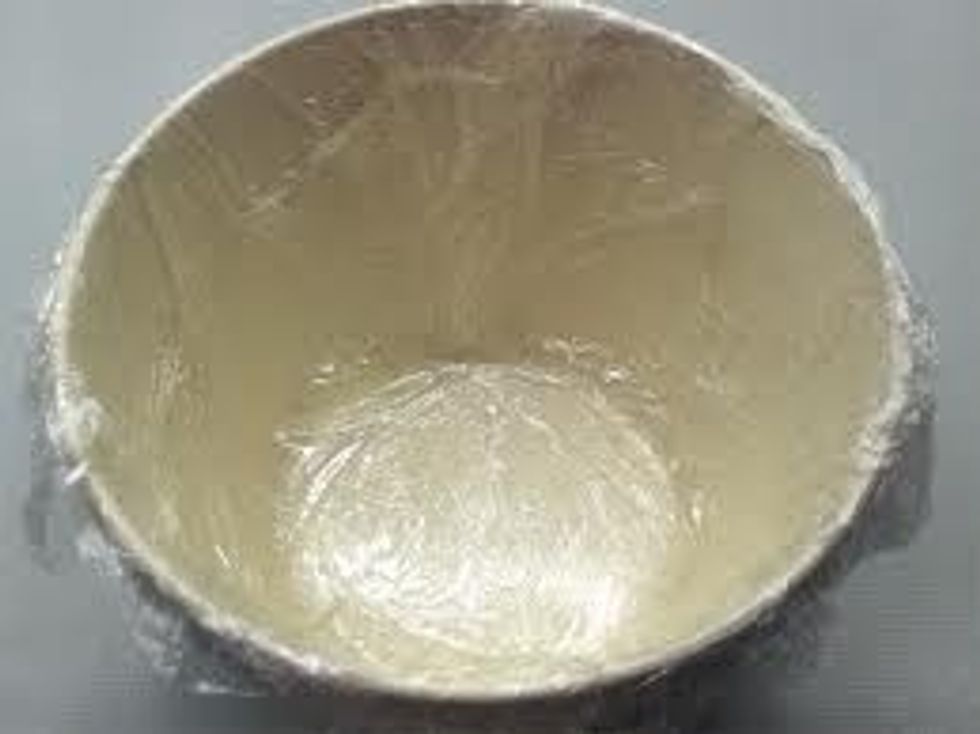 line your bowl with cling film making sure some hangs over the edge and there are no gaps.