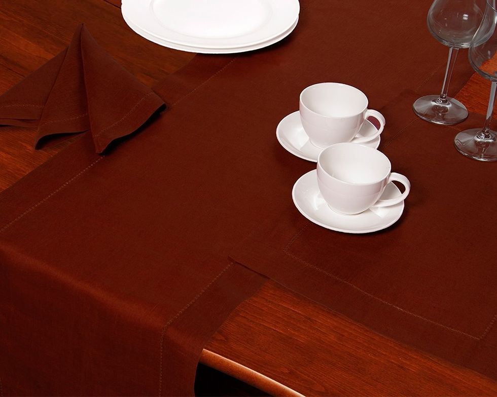 Linen Runner With Fagotting, Shop Now:- https://www.maddhome.com/table-runners/solid-100-linen-runner-with-fagotting.html