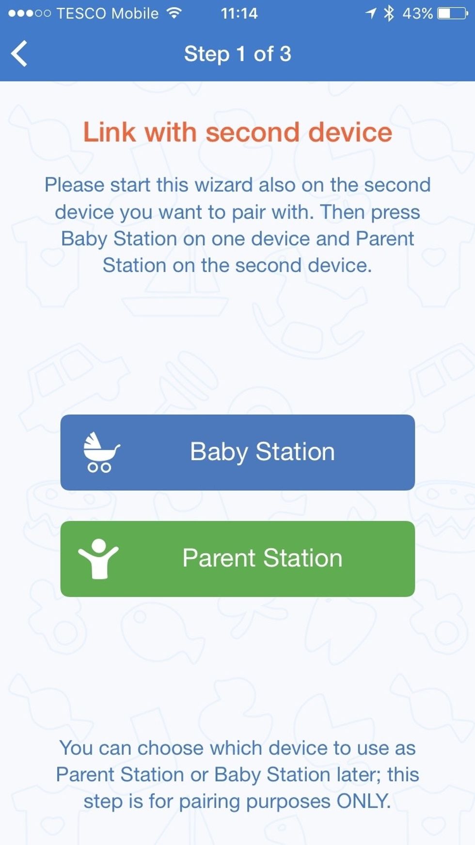 Link the devices by clicking on "Baby Station" on the first device.