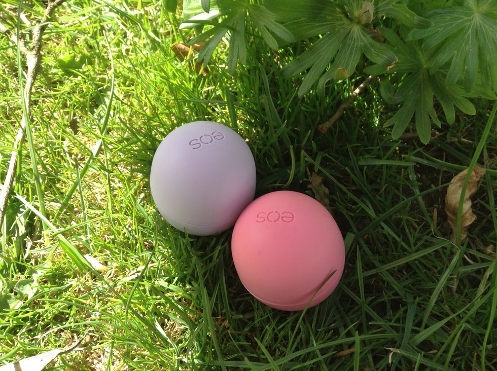 lipbalm! The purple one is passion fruit and the other one is strawberry sorbet. They are Both from Eos!