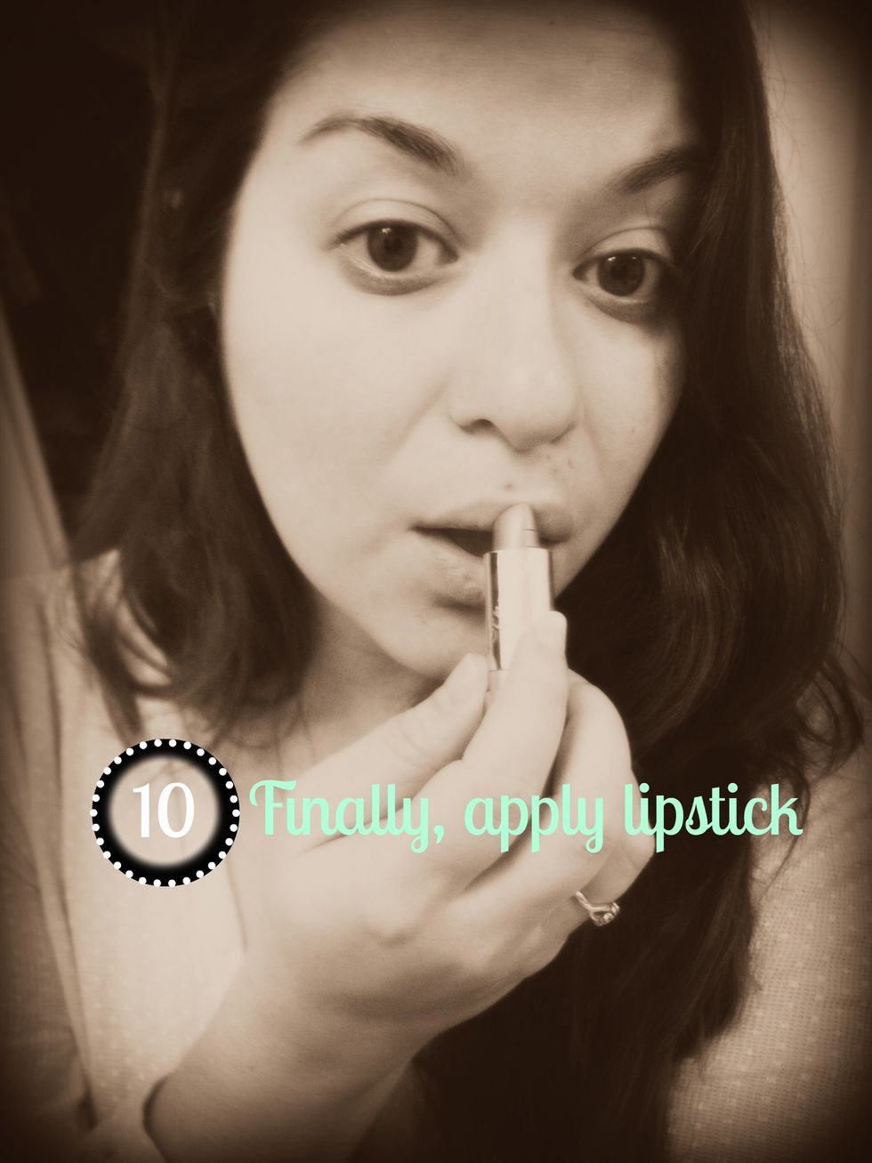 Lipstick or gloss pulls the whole look together.