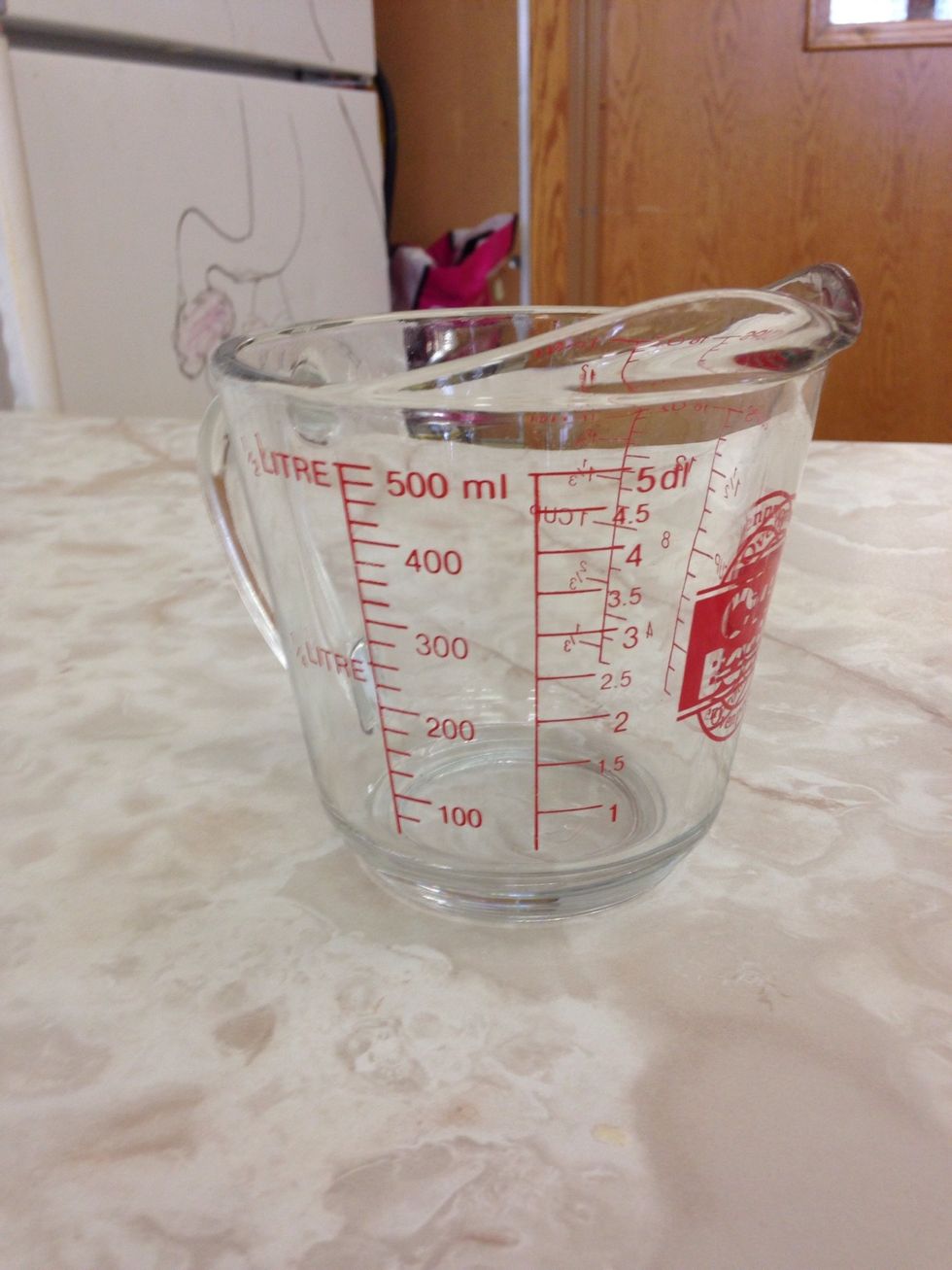 Liquid measuring cup is used to measure liquids. I can use this for making something like a cake when I need to measure water.