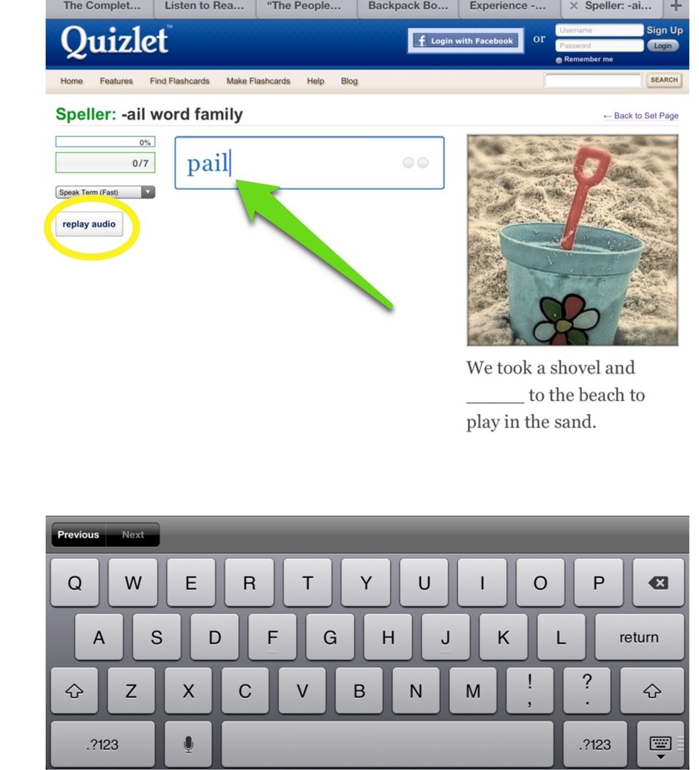 Listen to the word then type it in the box.