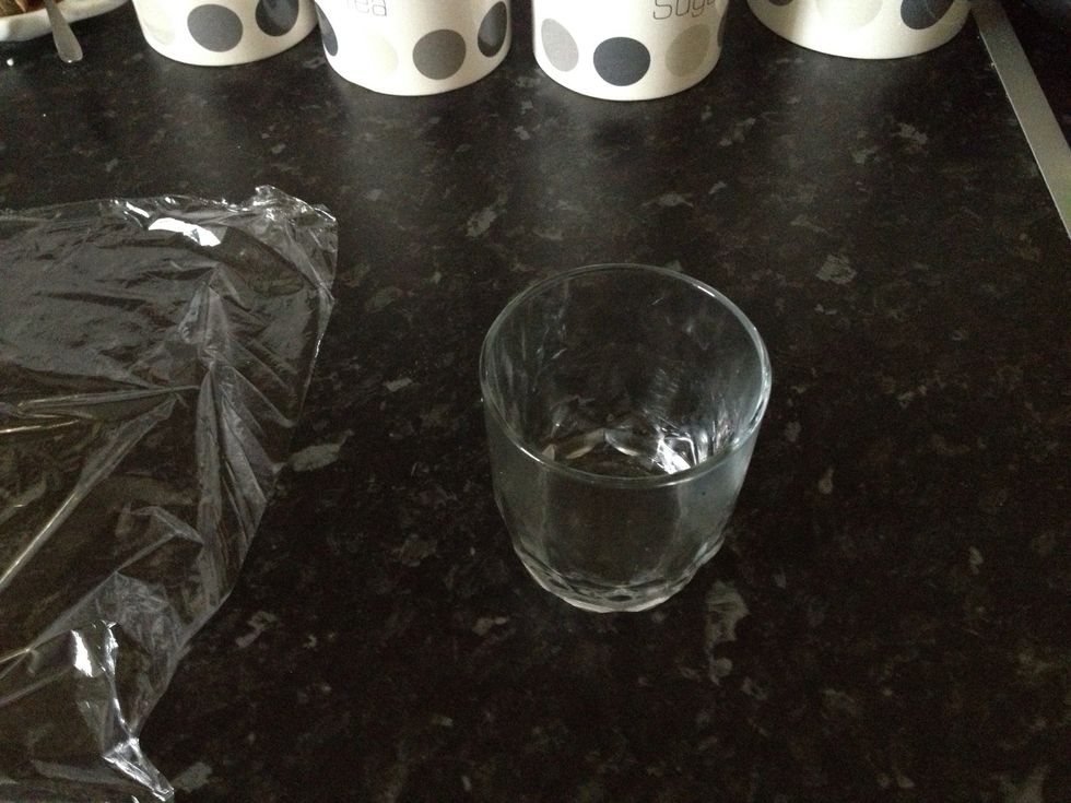 Little glass u could use anything small to catch the egg