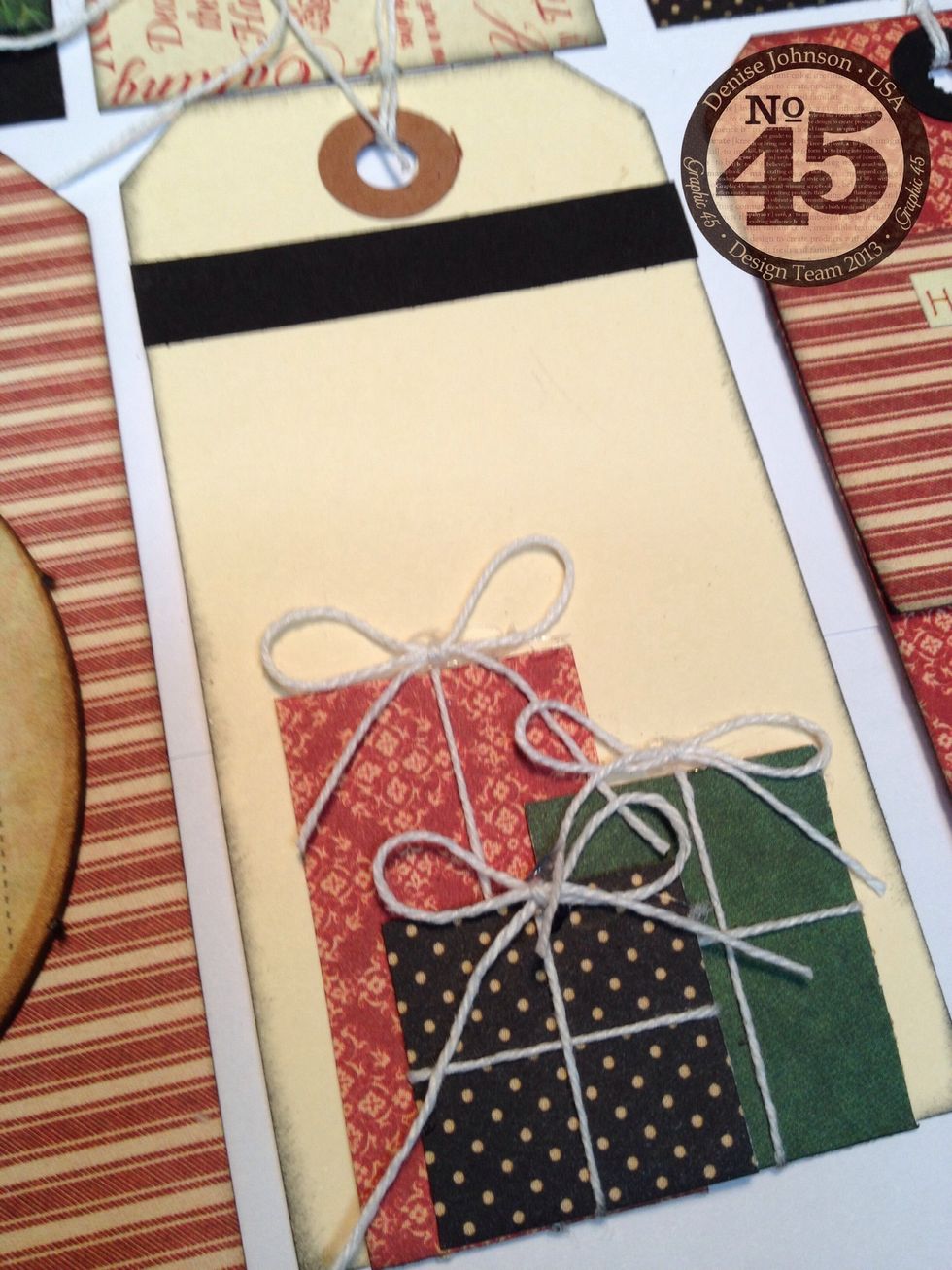 Little square & rectangle shaped scraps make wonderful tiny little packages tied up with string.