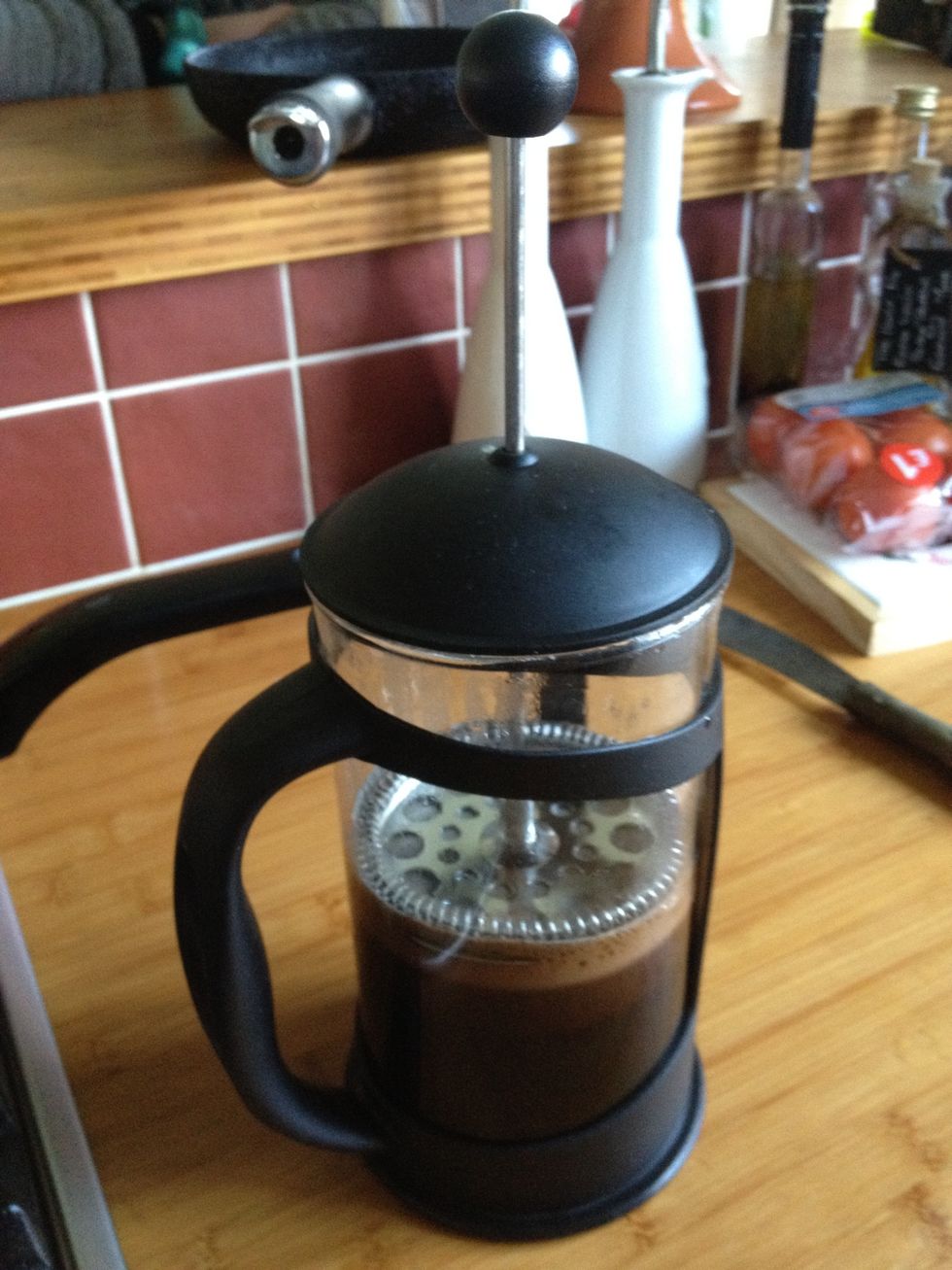 Load coffee making machine with coffee and hot water. It is easy to lose count when you add scoops whilst engaging your guests in conversation: Beware!