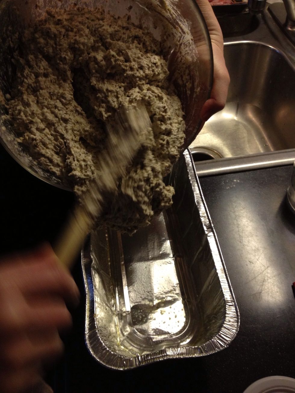 Load in your dough mixture up 3/4th of way to the top (as it will rise).