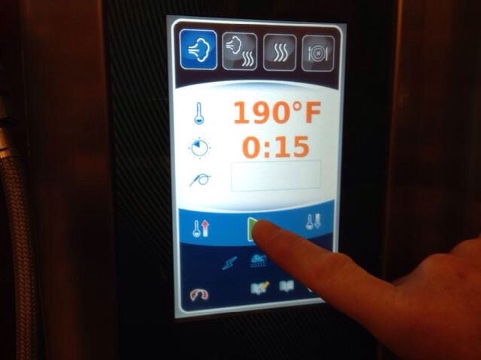 Load jars into the combi and steam at 190F (88C) for 15 minutes.