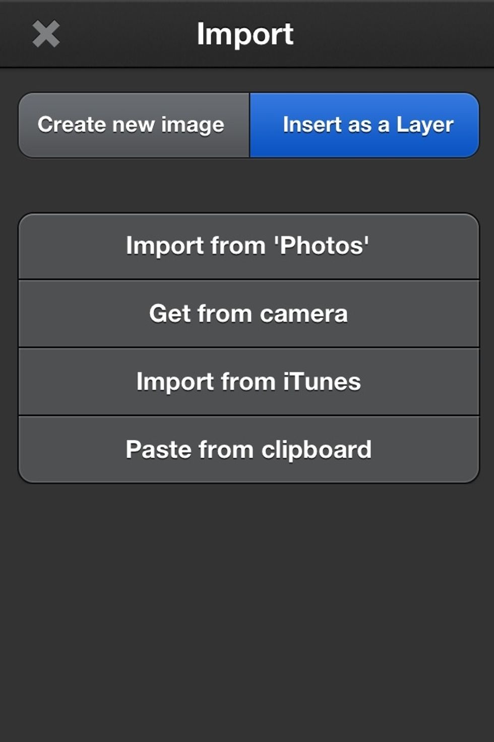 Load the first (living room) image into art studio. Then import the new painting onto a new layer.