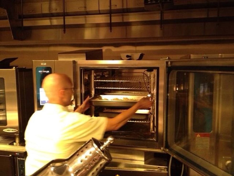 Load the pans into your combi oven