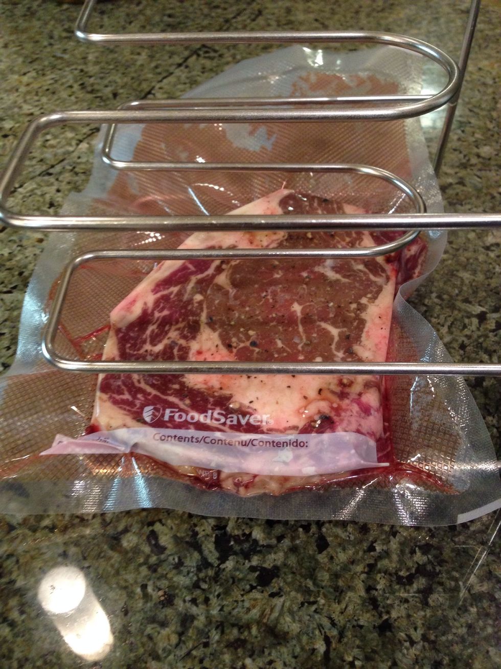Load the steak in your rack, helps keep them spaced out if cooking multiples.