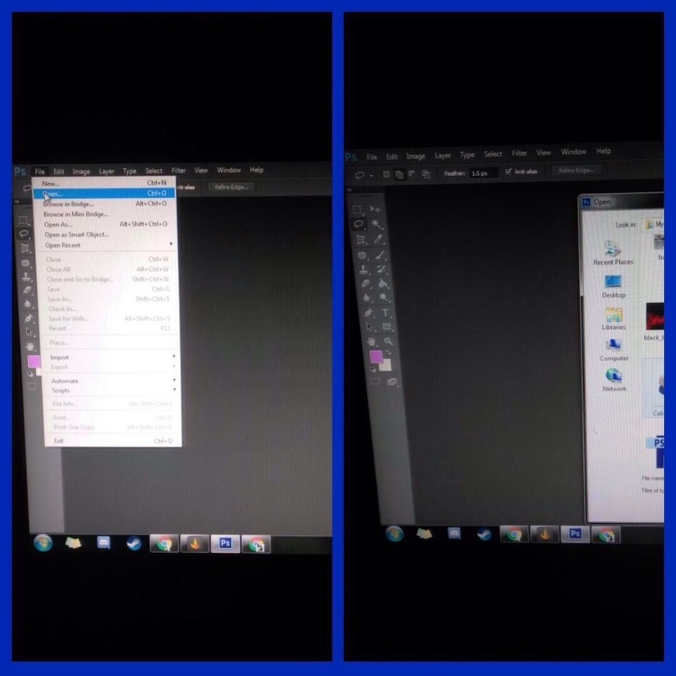 Load your picture into Photoshop from your files