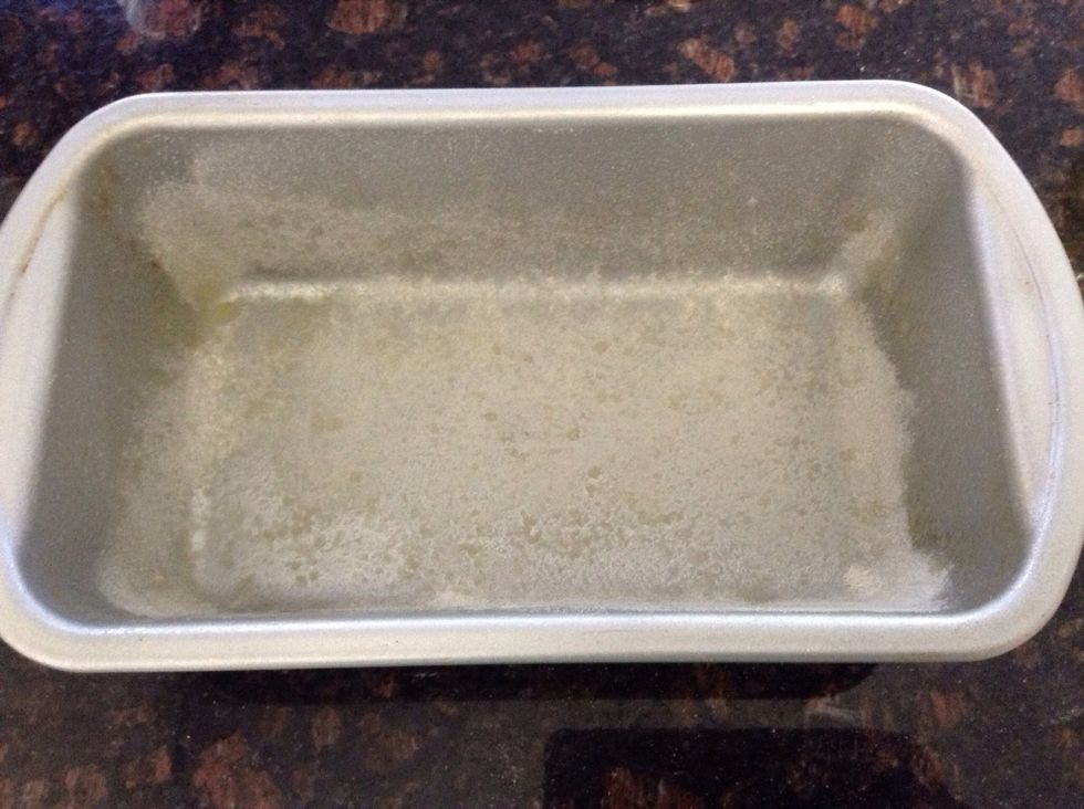 Loaf pan is ready for the batter.