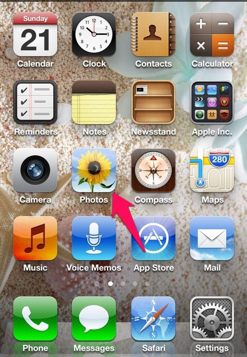 Locate the 'Photos' on your iOS 6 device & click on it