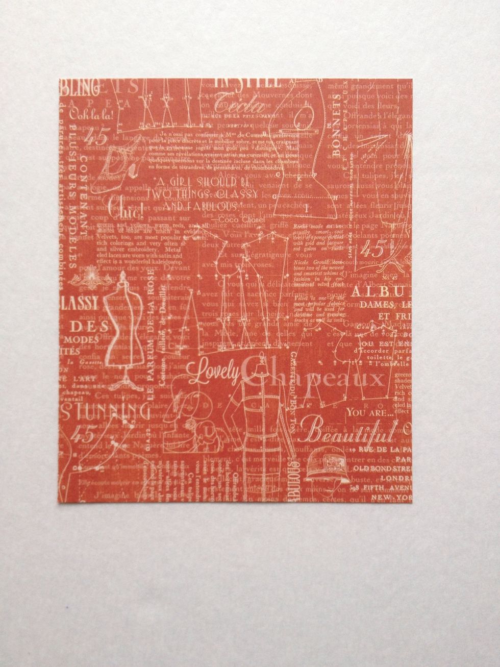 Locate this paper from your 6x6 paper pad. Trim so that it's 5.5" wide and then flip over to reveal tan side.