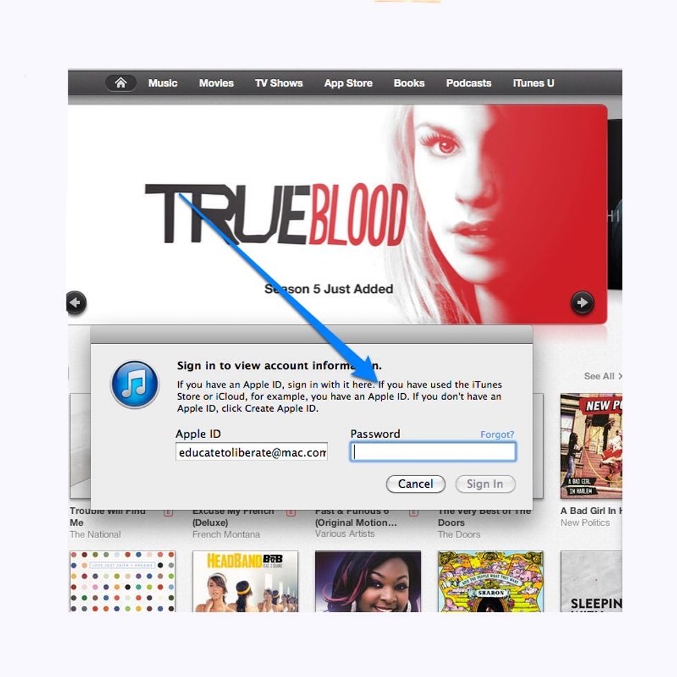 Log in to iTunes with your Apple ID account.