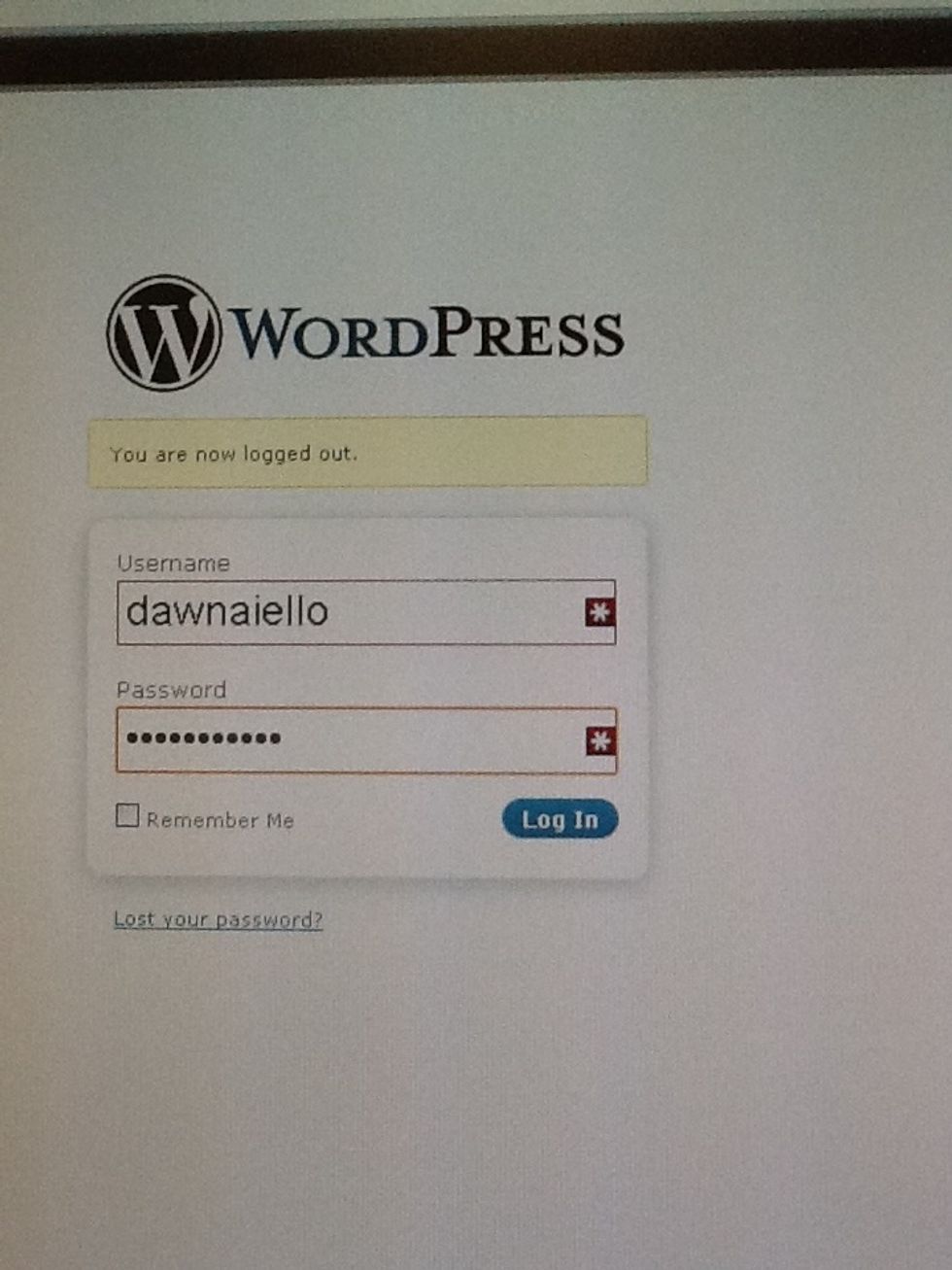 Log in with given username and password