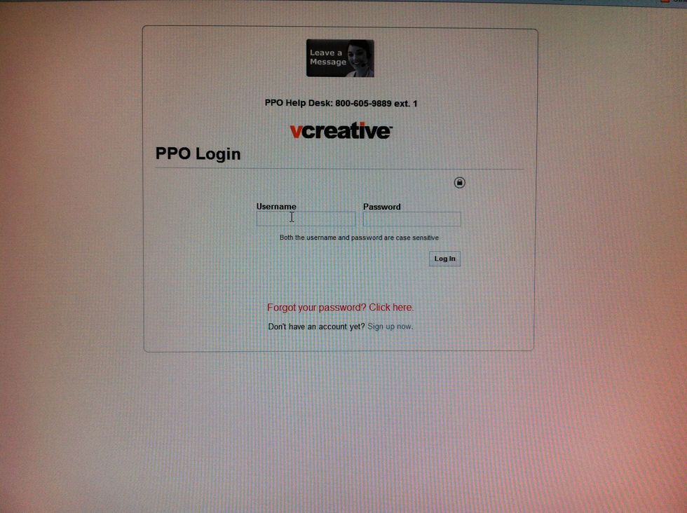 Log into vCreative with your Username and Password.