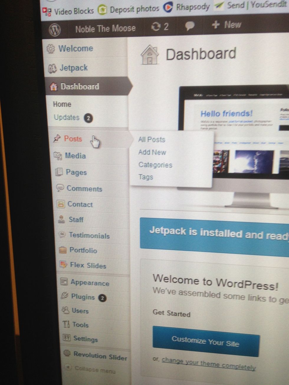 Log into your Wordpress back end dashboard and click on the Posts button on the menu.