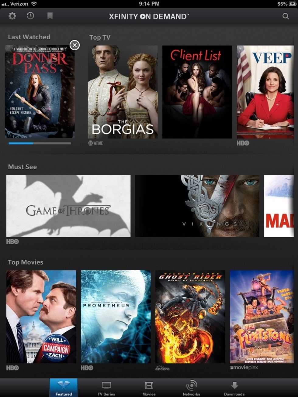 Logging in will take you into the menu. *Note: You will only be able to watch programming for channels you subscribe to on your television.