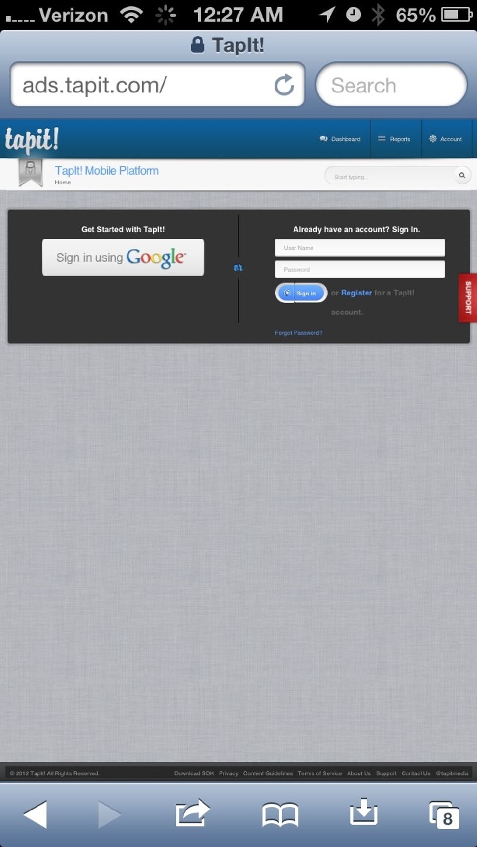 Login to ads.tapit.com