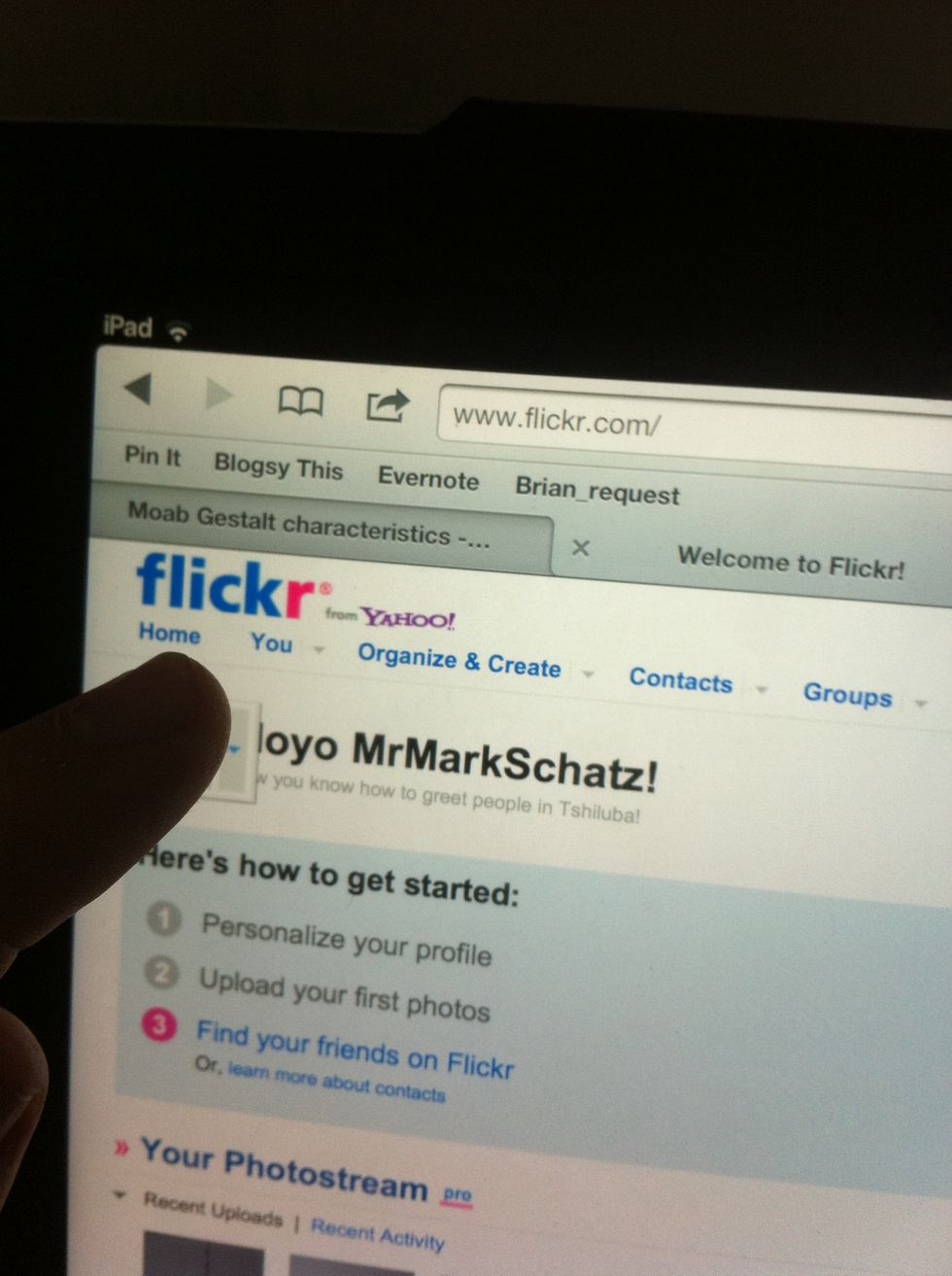 Login to Flickr and tap "You".