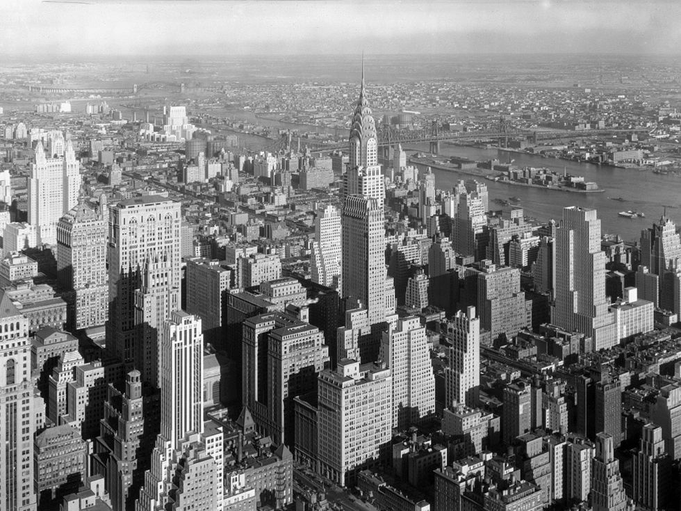 Look at all the GEOMETRIC SHAPES in this picture of a city.