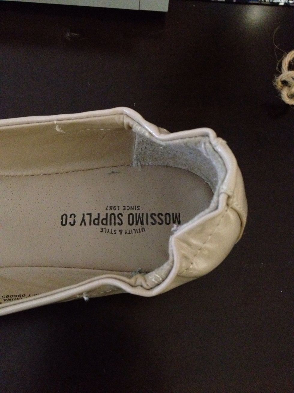 Look at the back, if there is a back seam I leave the center back untouched. Your goal is to NOT destroy your fave flats. Also, to state the obvious, you may not want to do this to an expensive pair.