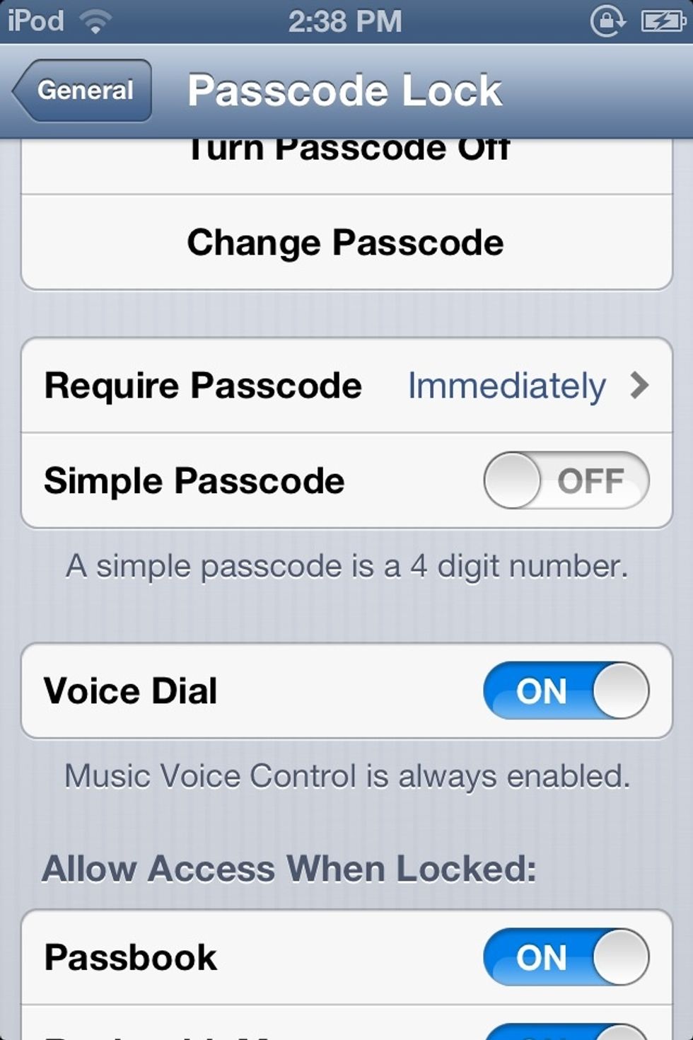 Look for 'simple pass code' and turn it off. If you had an old passcode, you would be asked to enter it first, then create your new password which now includes letters instead of only 4 digits codes