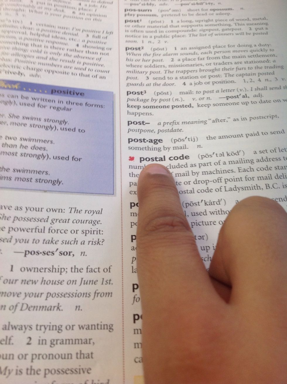 Look for your third word in the same letter slot but in alphabetical order. I found my word and it was postal code.