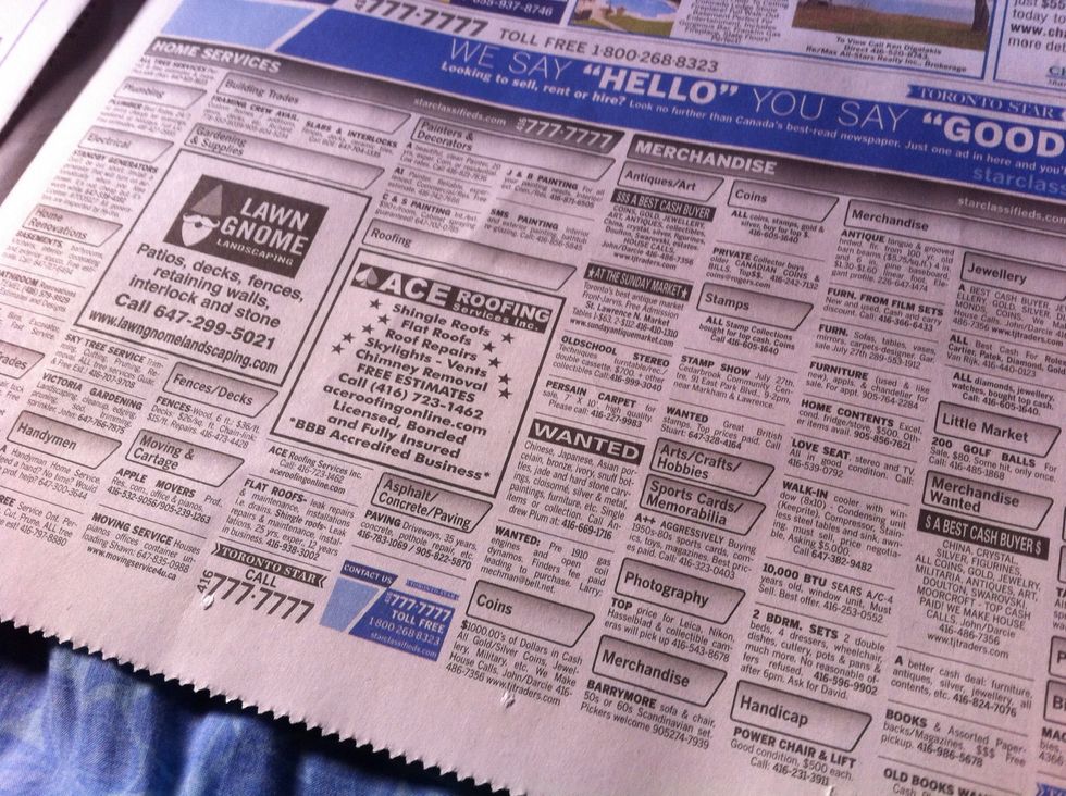 Look in the newspaper classifieds! People give away things for free or cheap all the time because they are moving, upgraded, or just need their stuff gone fast!