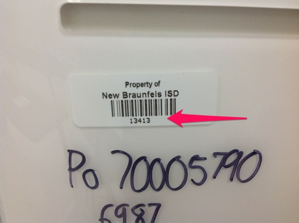 Look on the back of your computer and find it's Asset Tag Number. (It starts with Property Of...) Note - PC users will record the asset tag from the CPU only, not the monitor.