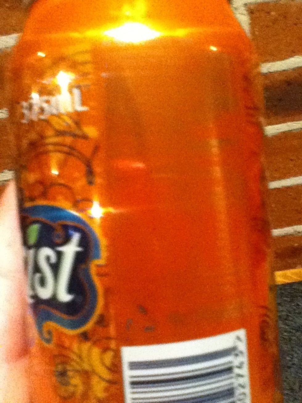 look on the back of your drinks and see which has more sugar. put that one in first