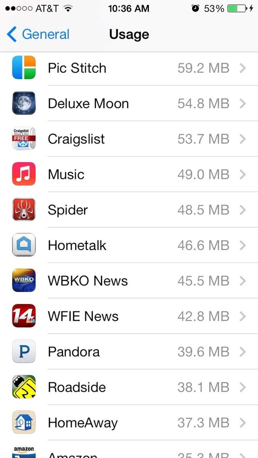 Look through the apps. Like here..Craigslist app. I couldn't tell you the last time I used this and it's using 53.7 MB! Check that.