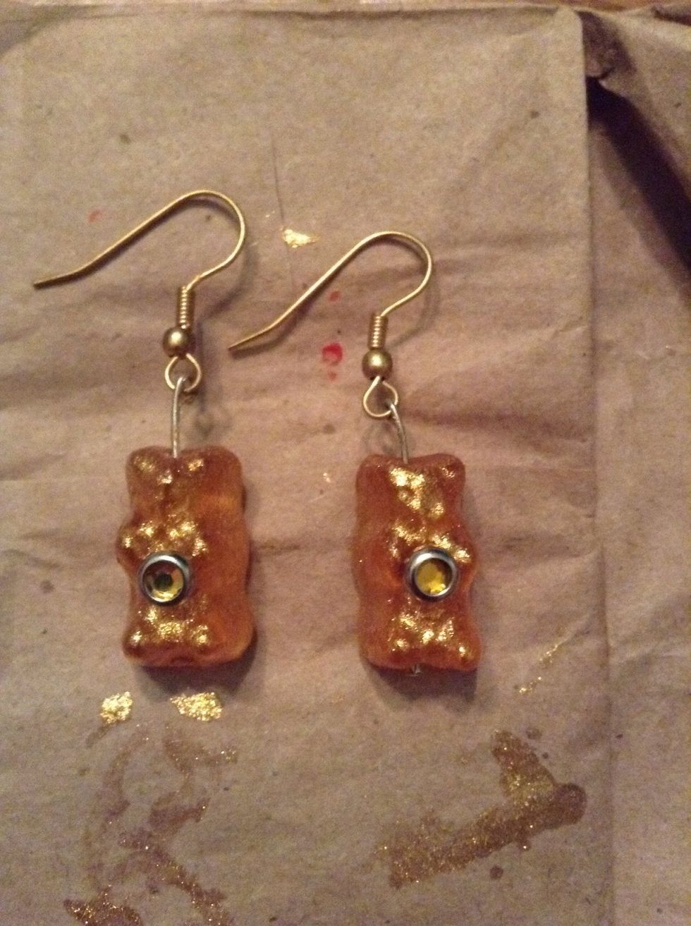 Loop headpins through hooks using the pliers, spray with two coats of shellack (letting dry between each coat ) and voila!