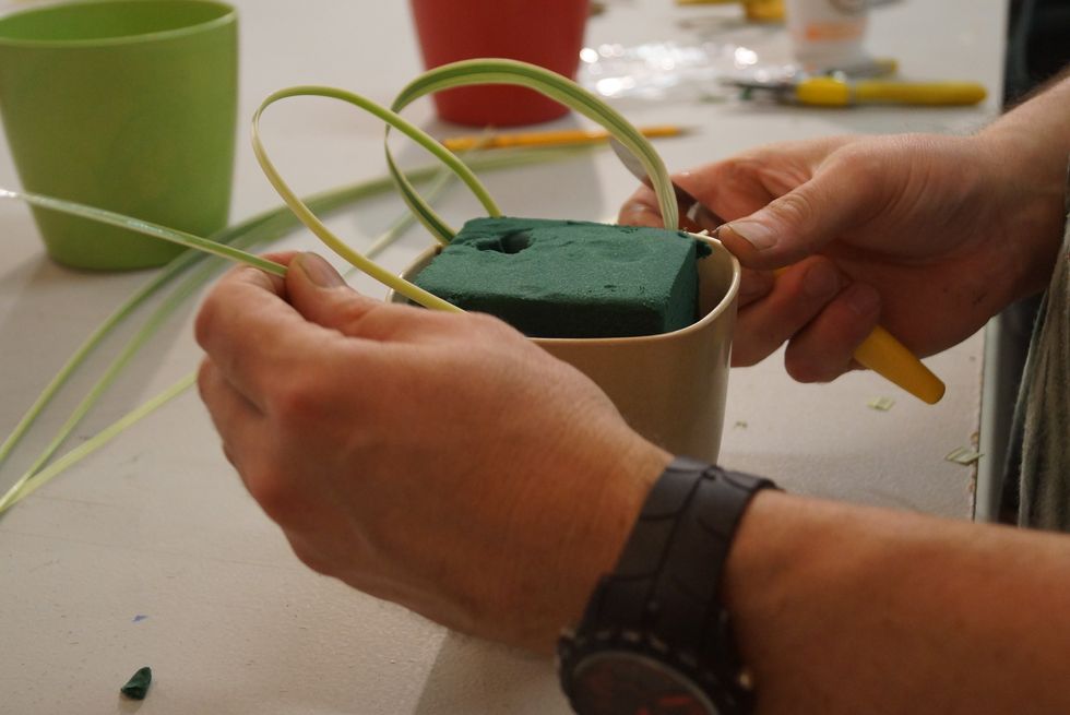 Loop in Lily Grass first, after soaking and inserting Foam