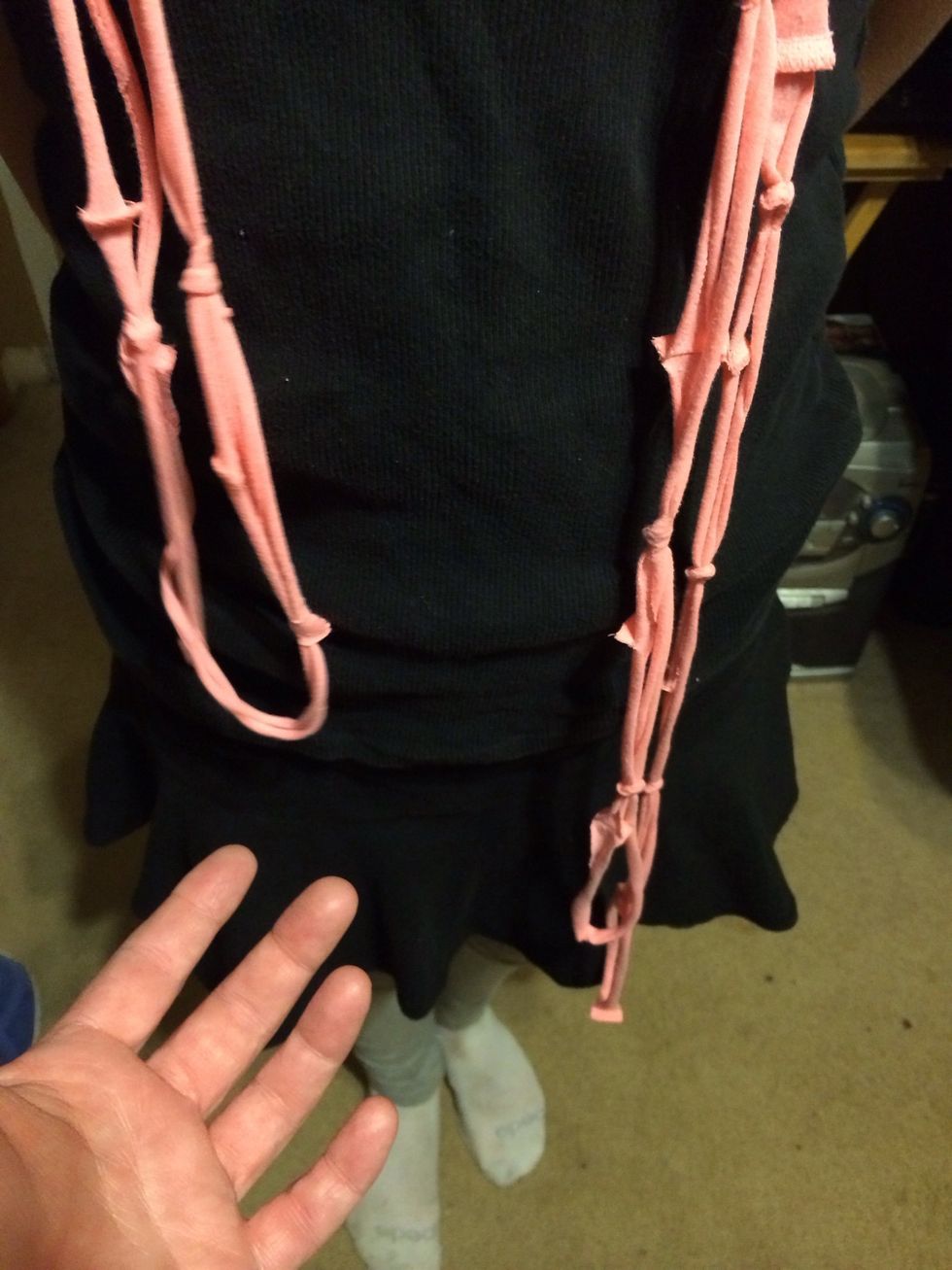 Loop the chain in half and hang around neck.