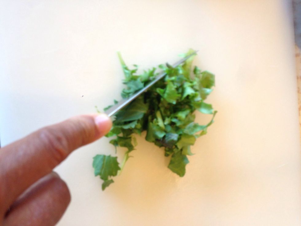 Loosely chop your Spinach. (I ran out, so I'm using some lettuce.)