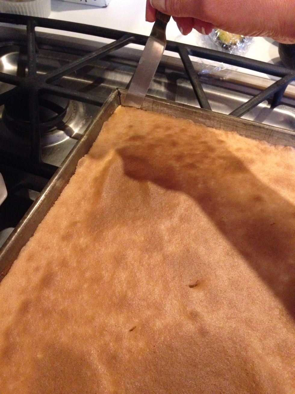 Loosen around edges with a knife or spatula.