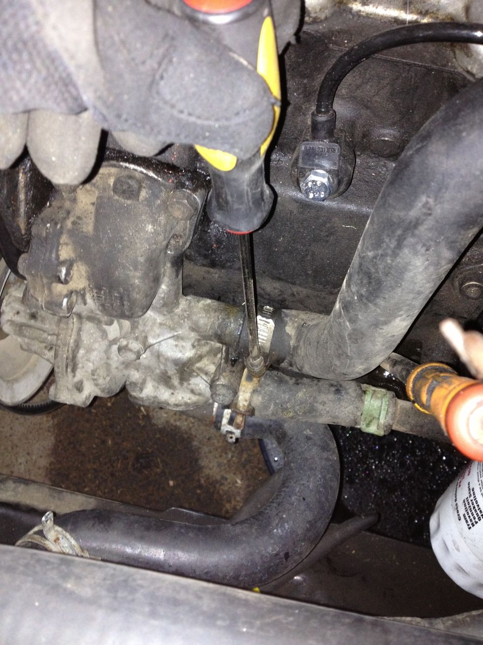 Loosen clamp connecting hose to the fuel pump...