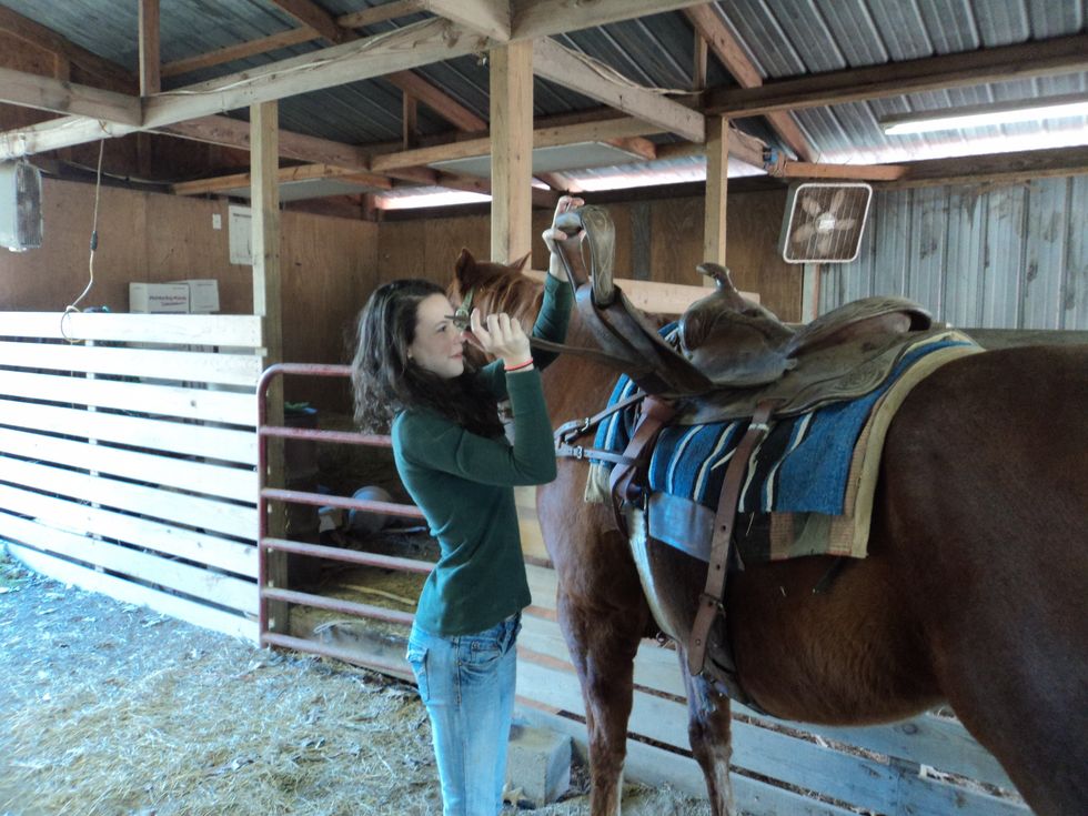 Loosen or tighten the stirrup strap to the length of your legs for a comfortable ride.