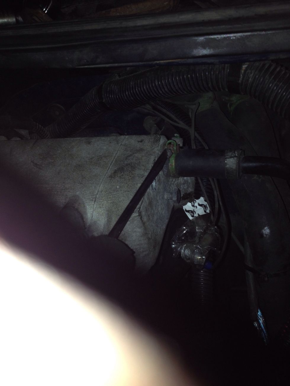 Loosen screw clamp of "---" hose to intake.