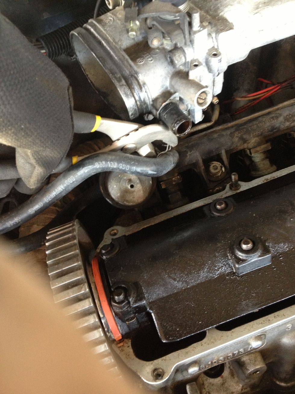 Loosen the C-Clamp on the BLACK fuel supply line.