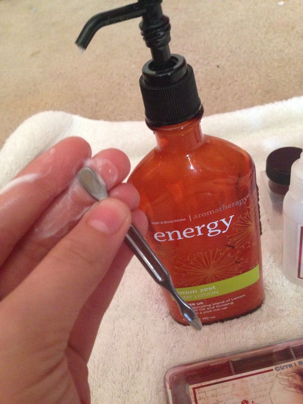 Lotion your tool and fingers