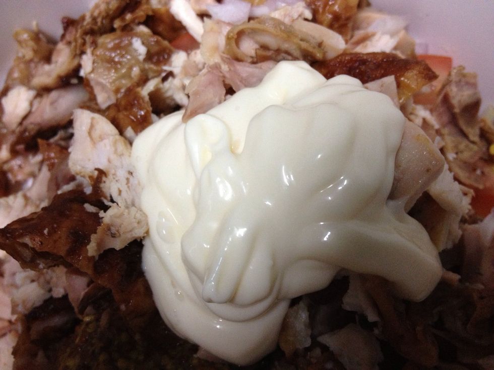 Low fat mayo, sour cream, some salt and pepper