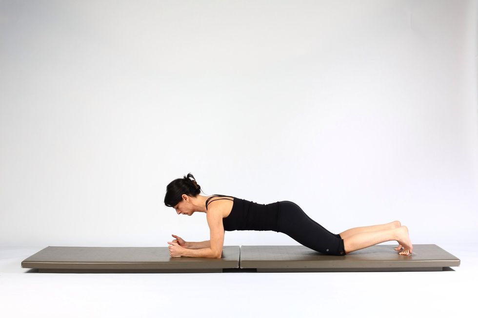 LOW PLANK PREP- Start on forearms knees on floor,  spine neutral.  Hold for 30 second intervals.  Increase time held as strength improves. Once you can hold 2 minutes try FULL LOW PLANK