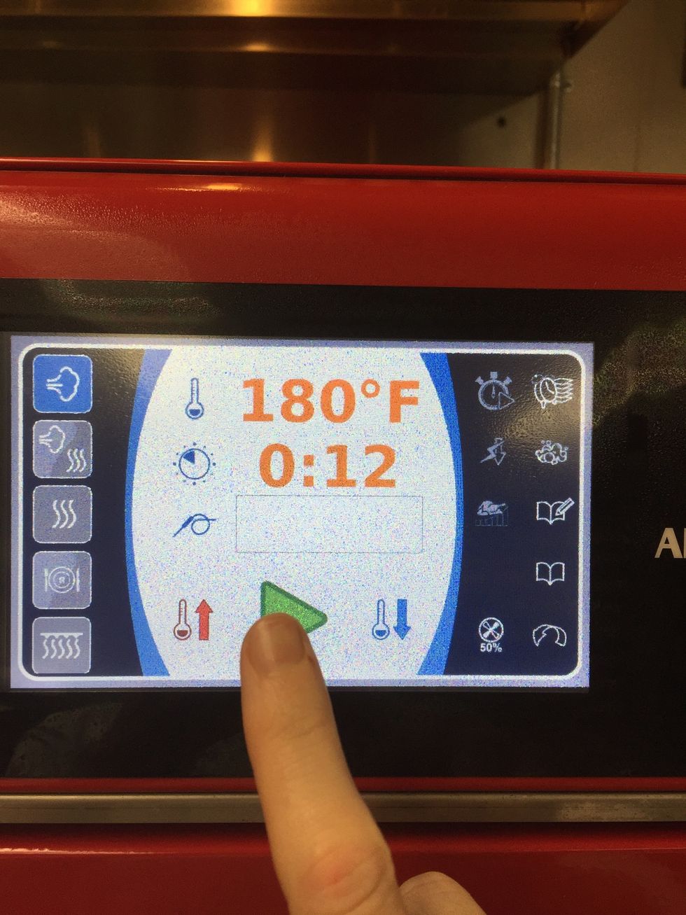 Low temp steam at 180F (82C) for 12 minutes.