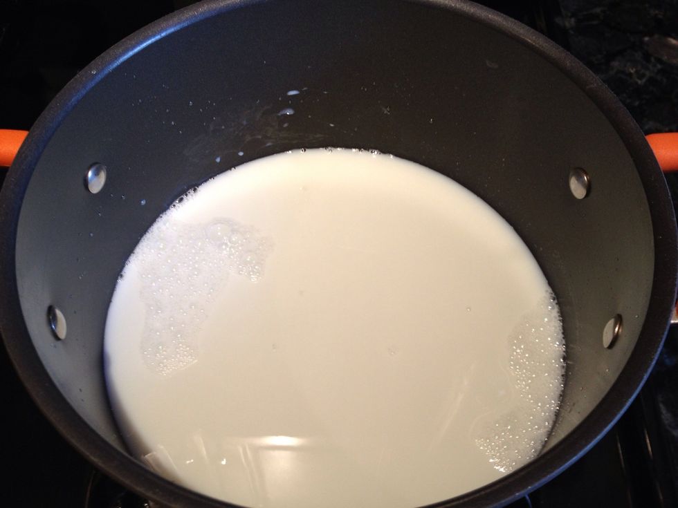 Lower flame and add 1 Cup of milk.