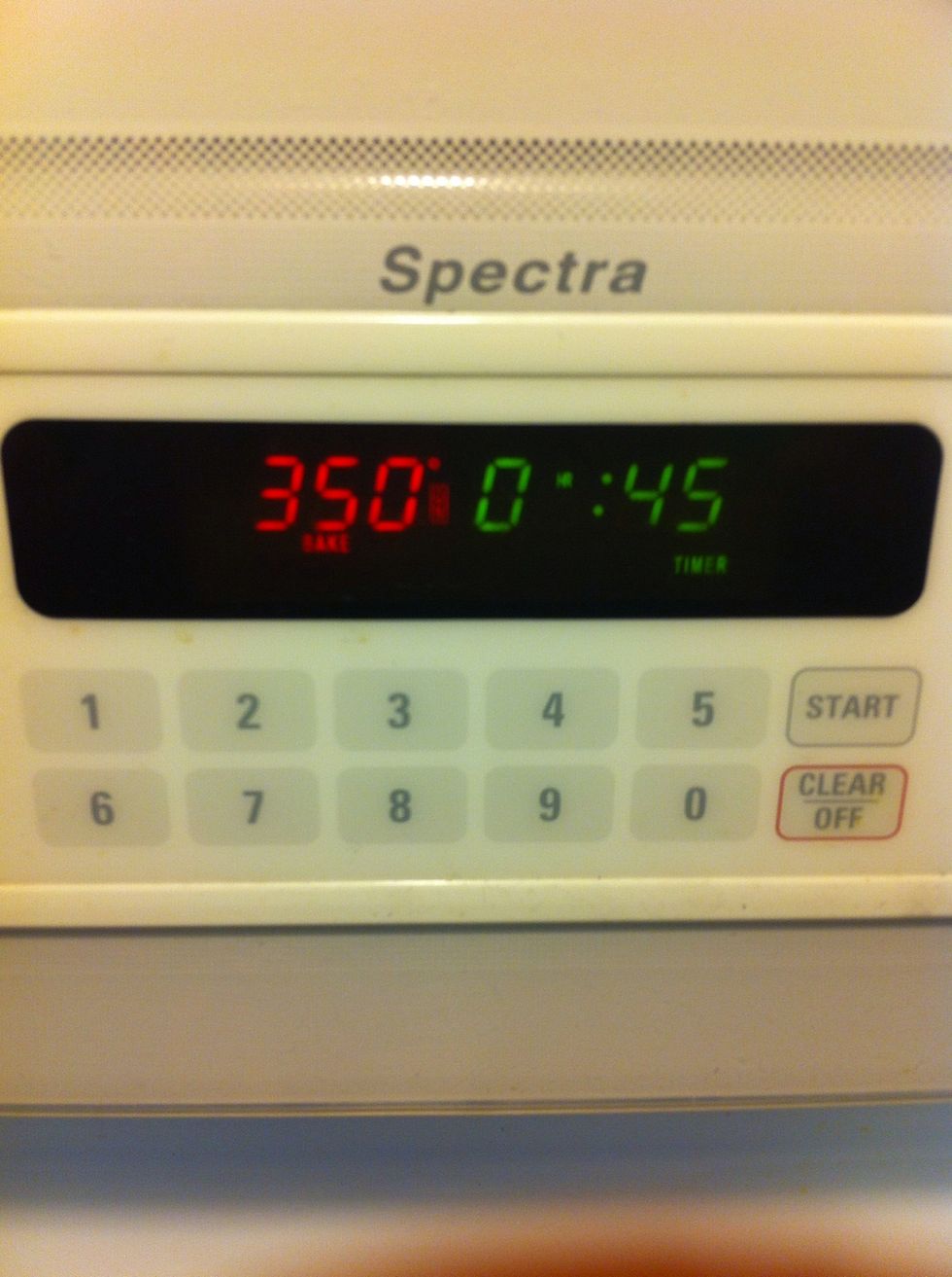 Lower heat to 350 F for another 45 minutes. If you're cooking more than one pie at a time, you'll probably need to cook for a longer time.