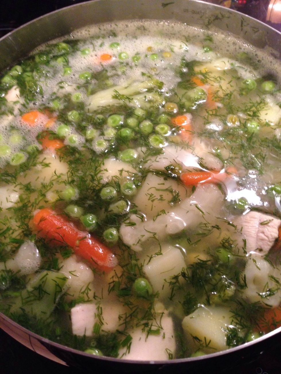 Lower the gas to minimum, cover the pot and leave it for around 5-10 minutes.